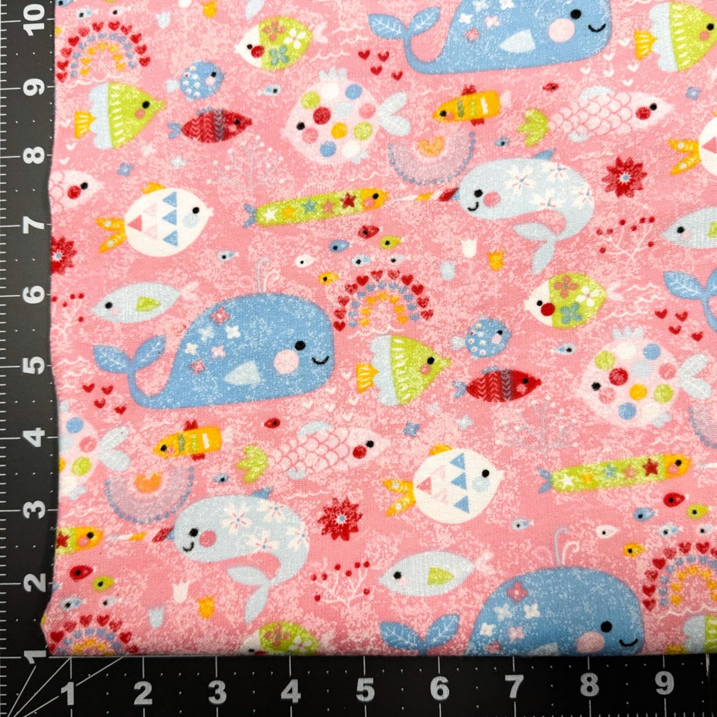 Pink Rainbow Fish FLANNEL 44 - 7441 Ocean Cotton Flannel - Mary Jo Fabrics