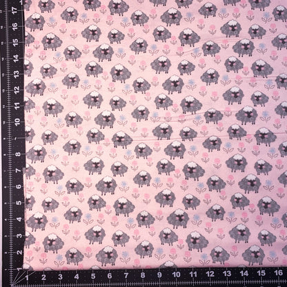 Pink Sheep FLANNEL 13874 Sheep Floral Flannel - Mary Jo Fabrics