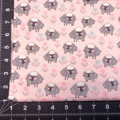 Pink Sheep FLANNEL 13874 Sheep Floral Flannel - Mary Jo Fabrics