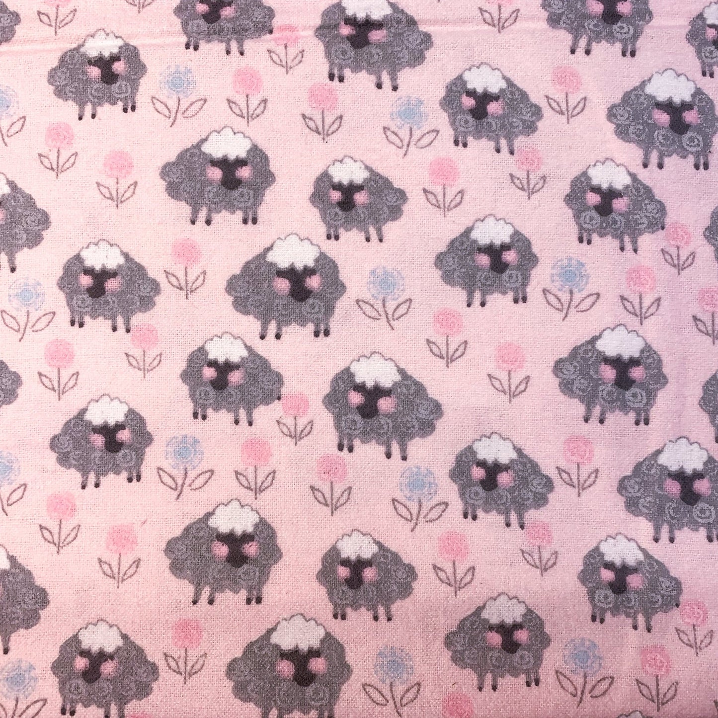 Pink Sheep FLANNEL 13874 Sheep Floral Flannel - Mary Jo Fabrics
