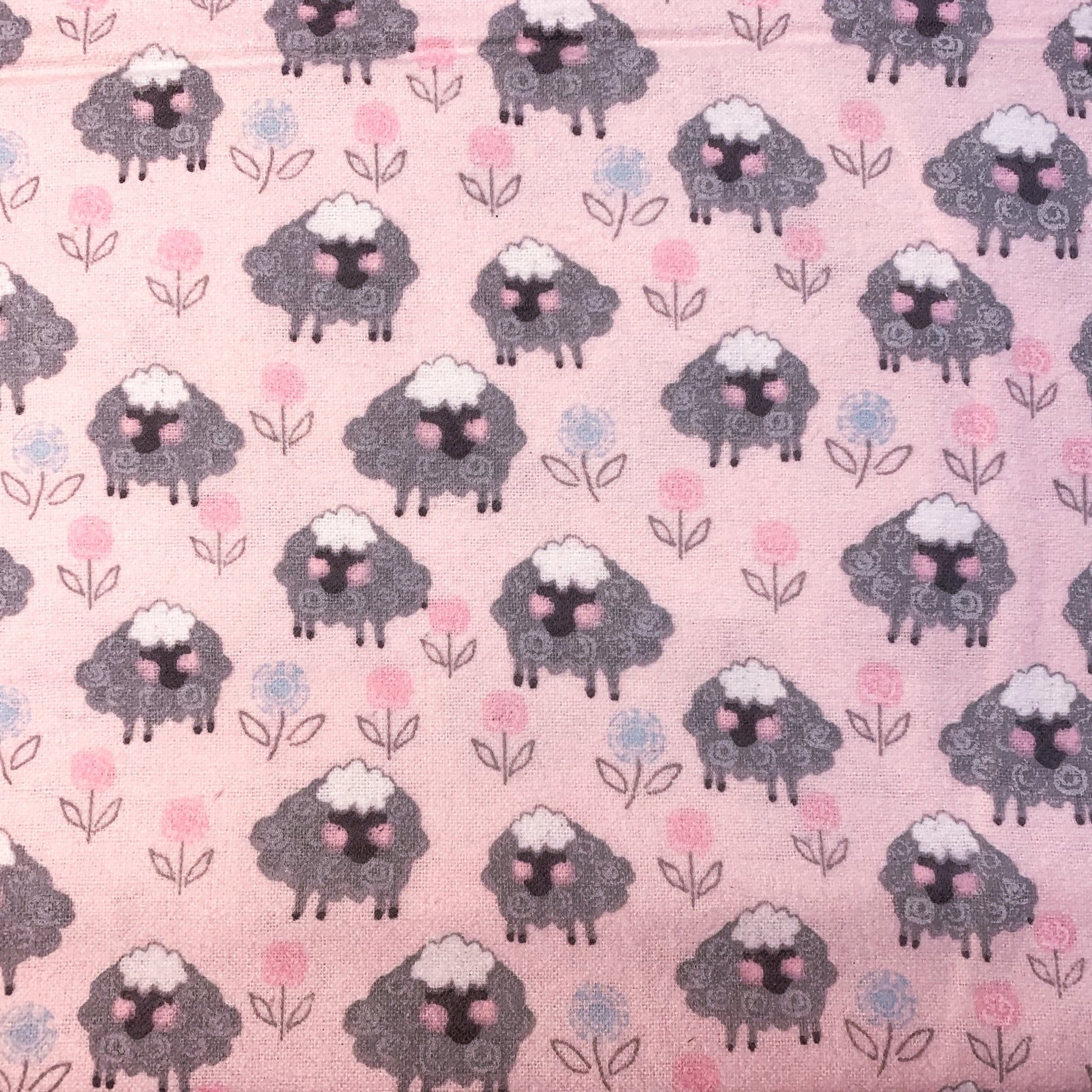 Pink Sheep FLANNEL 13874 Sheep Floral Flannel - Mary Jo Fabrics