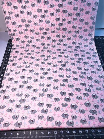 Pink Sheep FLANNEL 13874 Sheep Floral Flannel - Mary Jo Fabrics