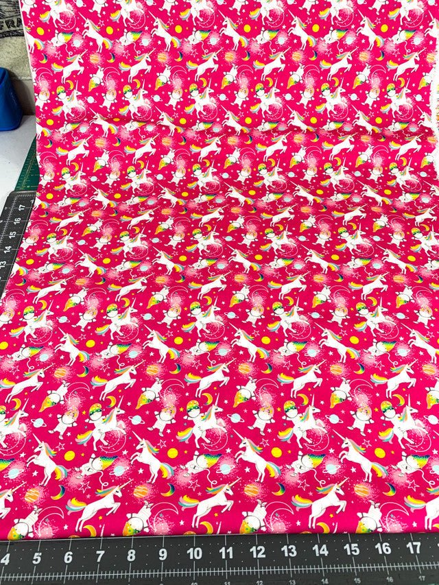 Pink Unicorn fabric 50211003 Magical Space - Mary Jo Fabrics