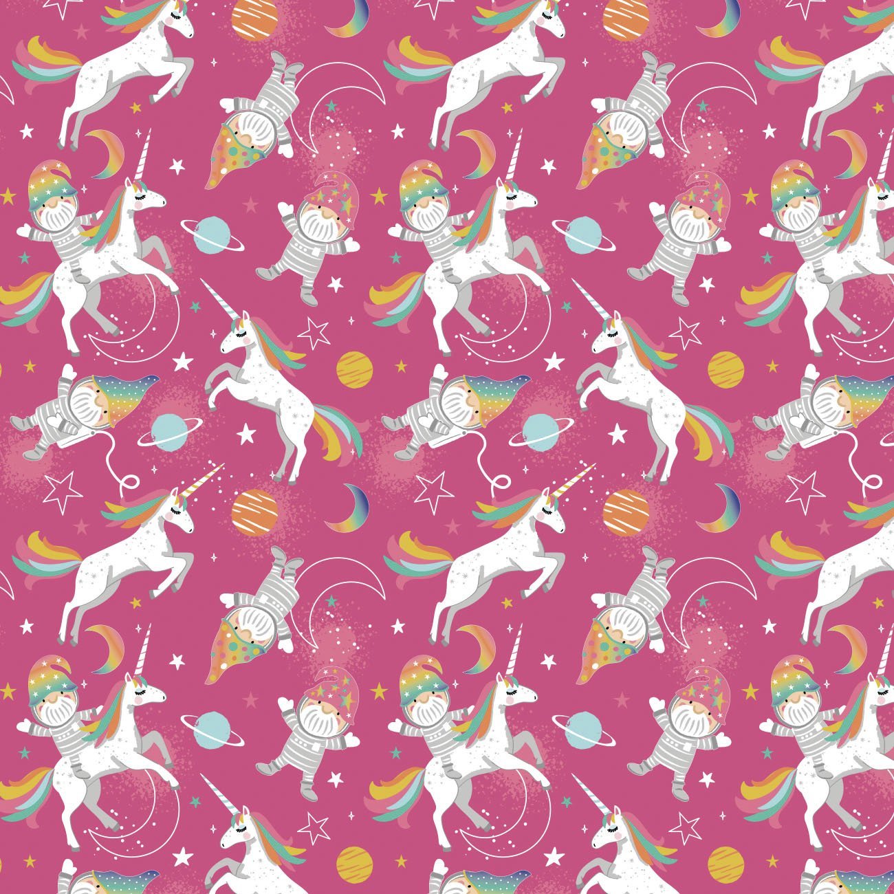 Pink Unicorn fabric 50211003 Magical Space - Mary Jo Fabrics