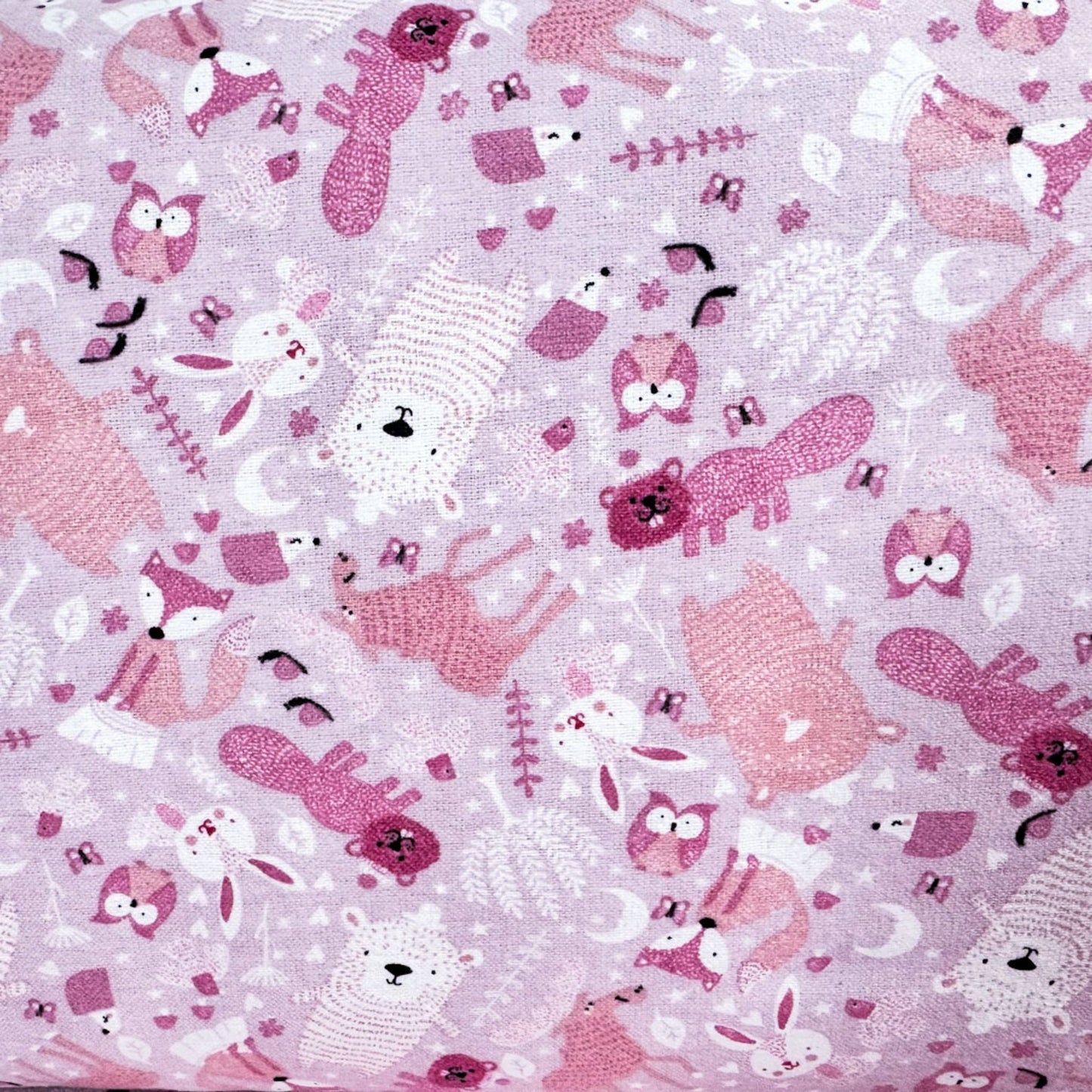 Pink Woodland Animal FLANNEL44-7981 Fox Rabbits - Mary Jo Fabrics