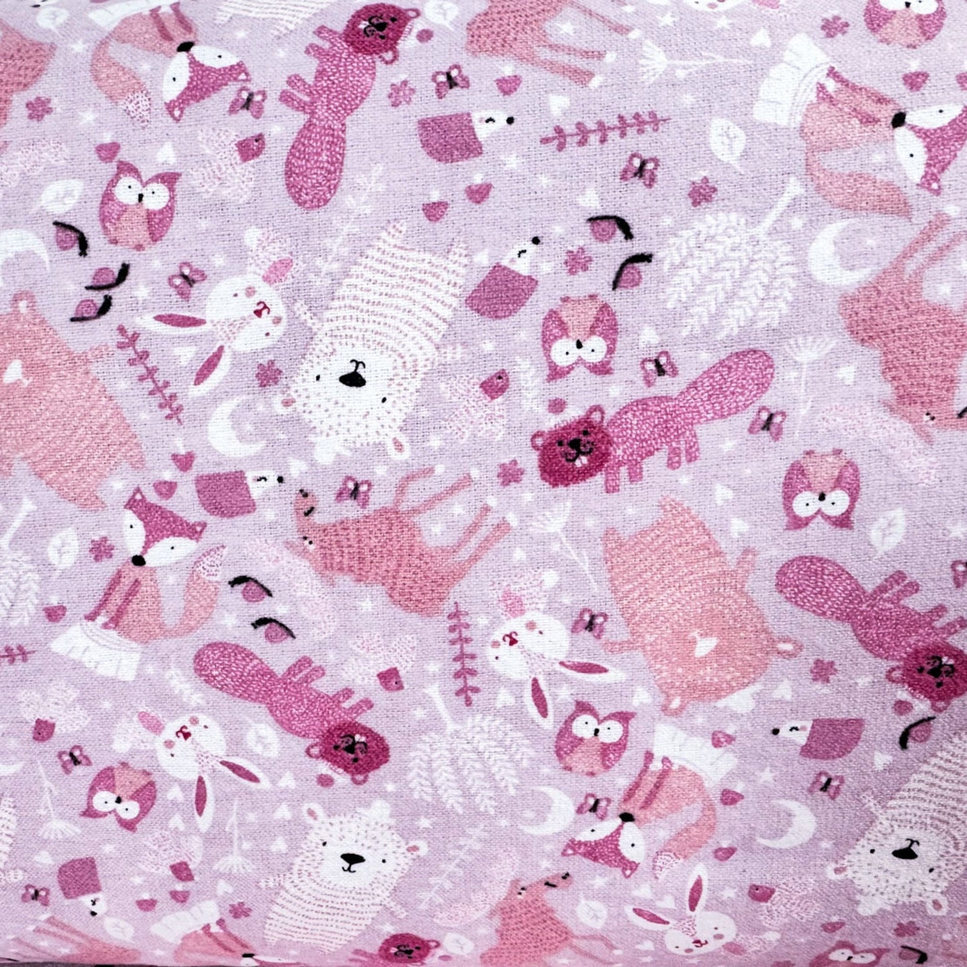 Pink Woodland Animal FLANNEL44-7981 Fox Rabbits - Mary Jo Fabrics