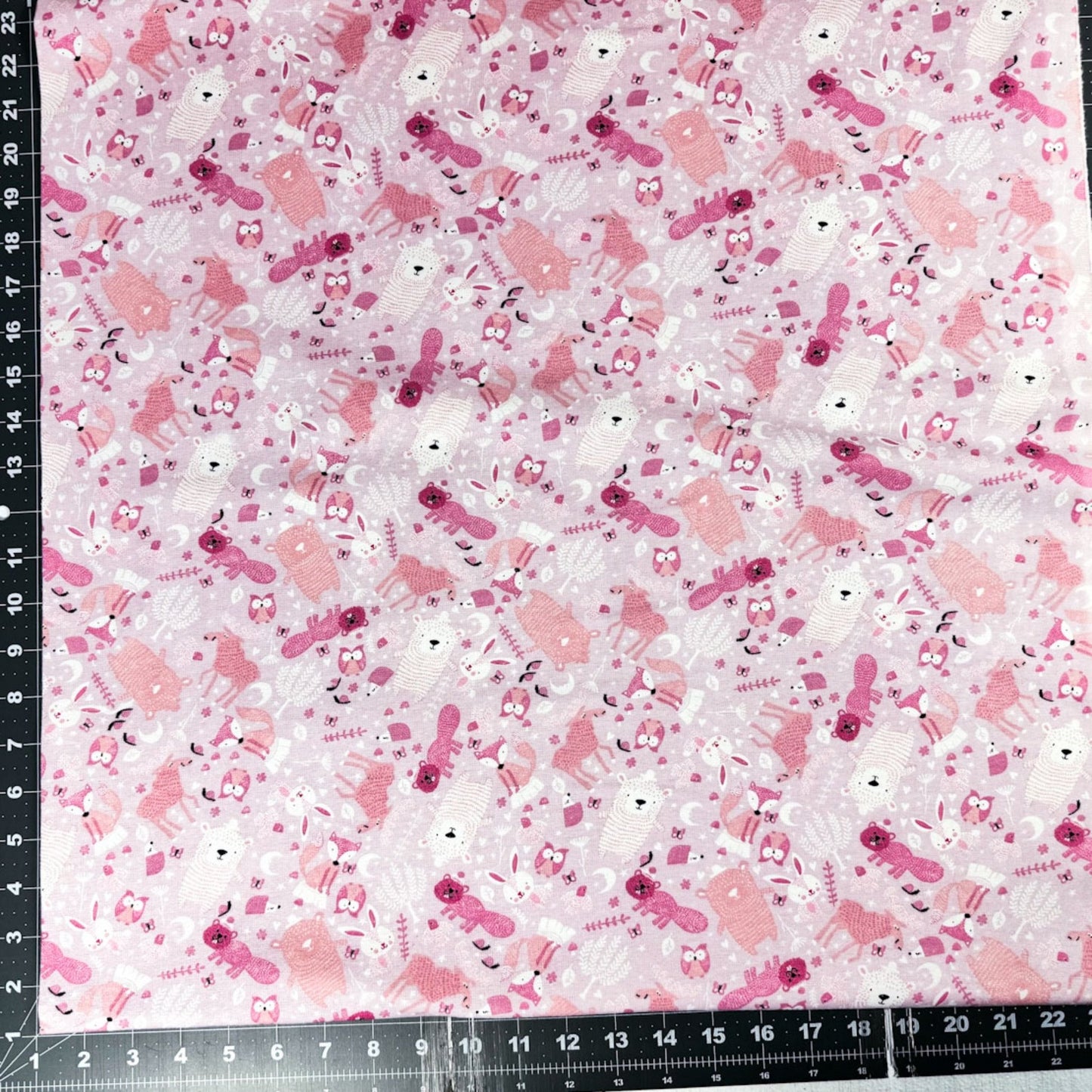 Pink Woodland Animal FLANNEL44-7981 Fox Rabbits - Mary Jo Fabrics