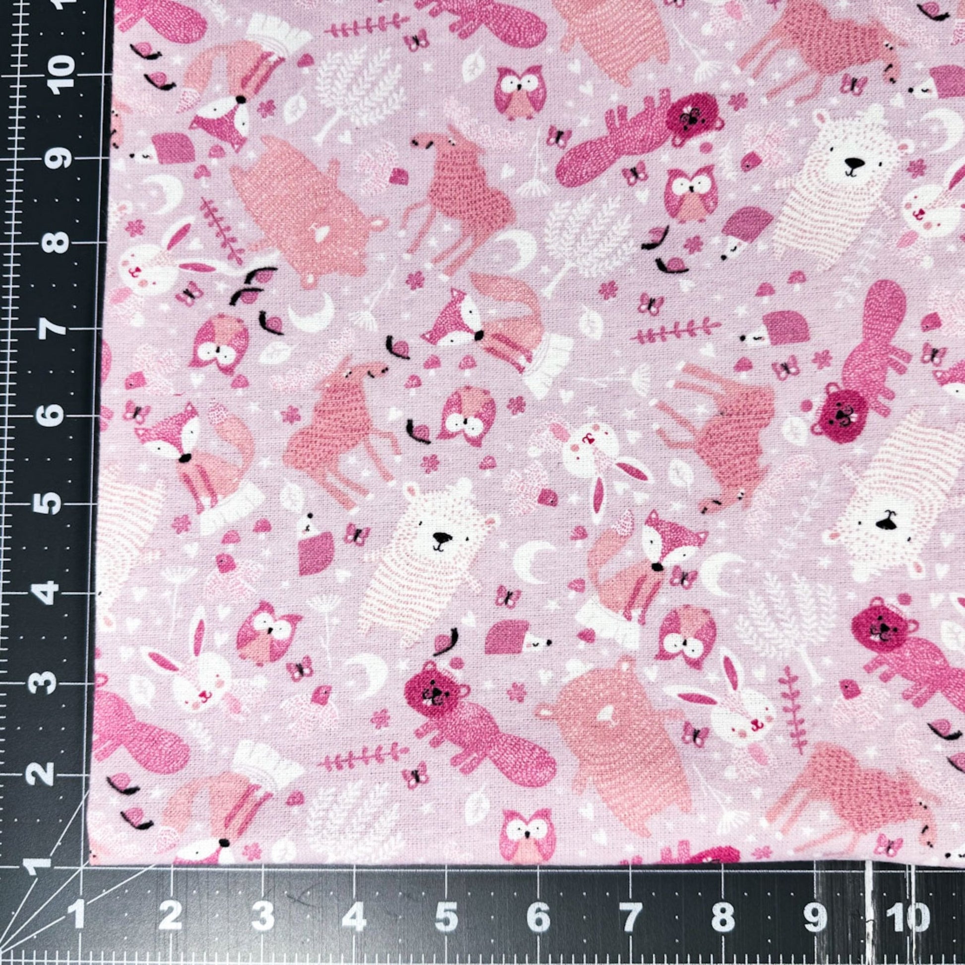 Pink Woodland Animal FLANNEL44-7981 Fox Rabbits - Mary Jo Fabrics