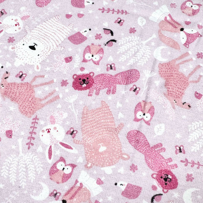 Pink Woodland Animal FLANNEL44-7981 Fox Rabbits - Mary Jo Fabrics