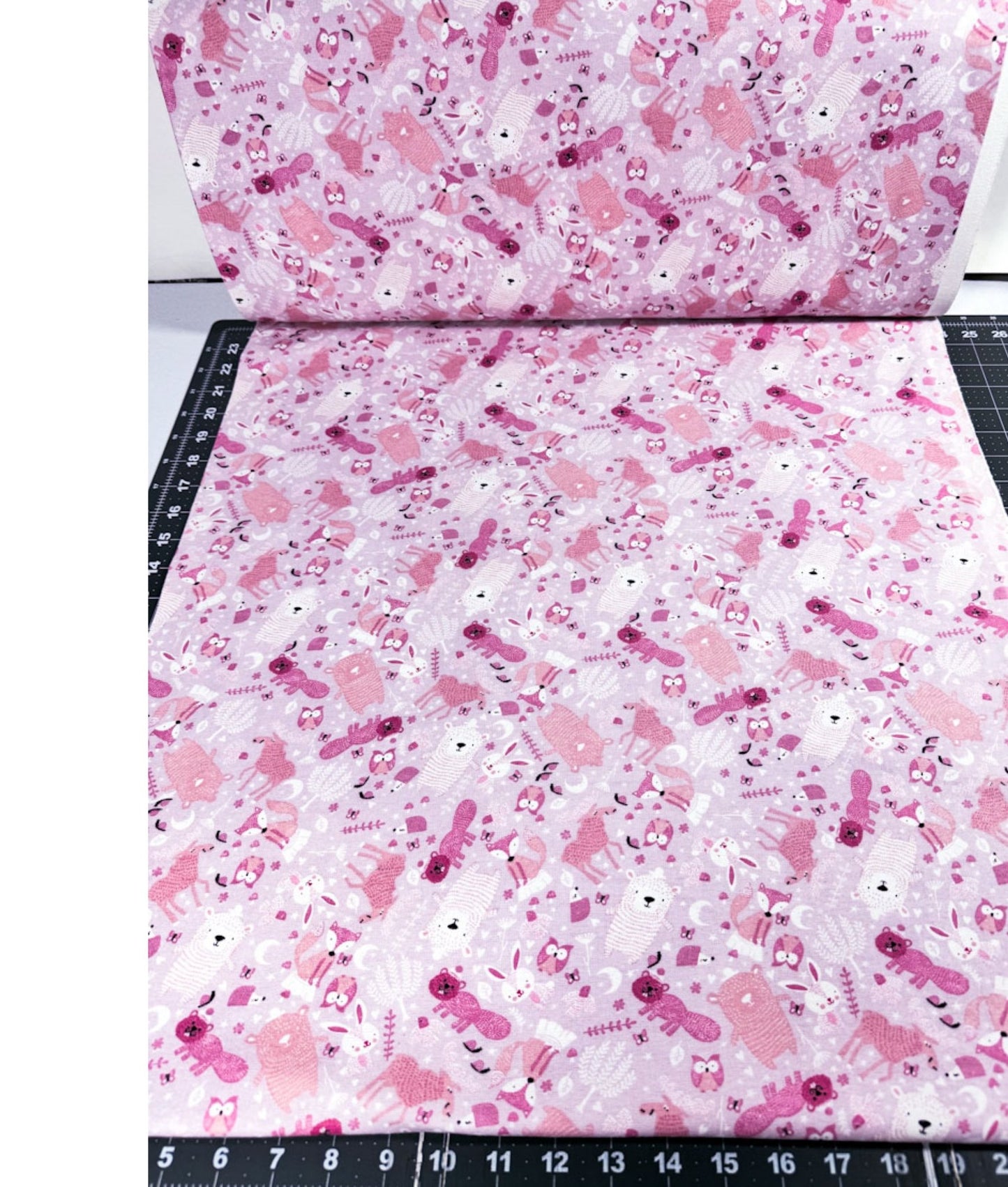 Pink Woodland Animal FLANNEL44-7981 Fox Rabbits - Mary Jo Fabrics