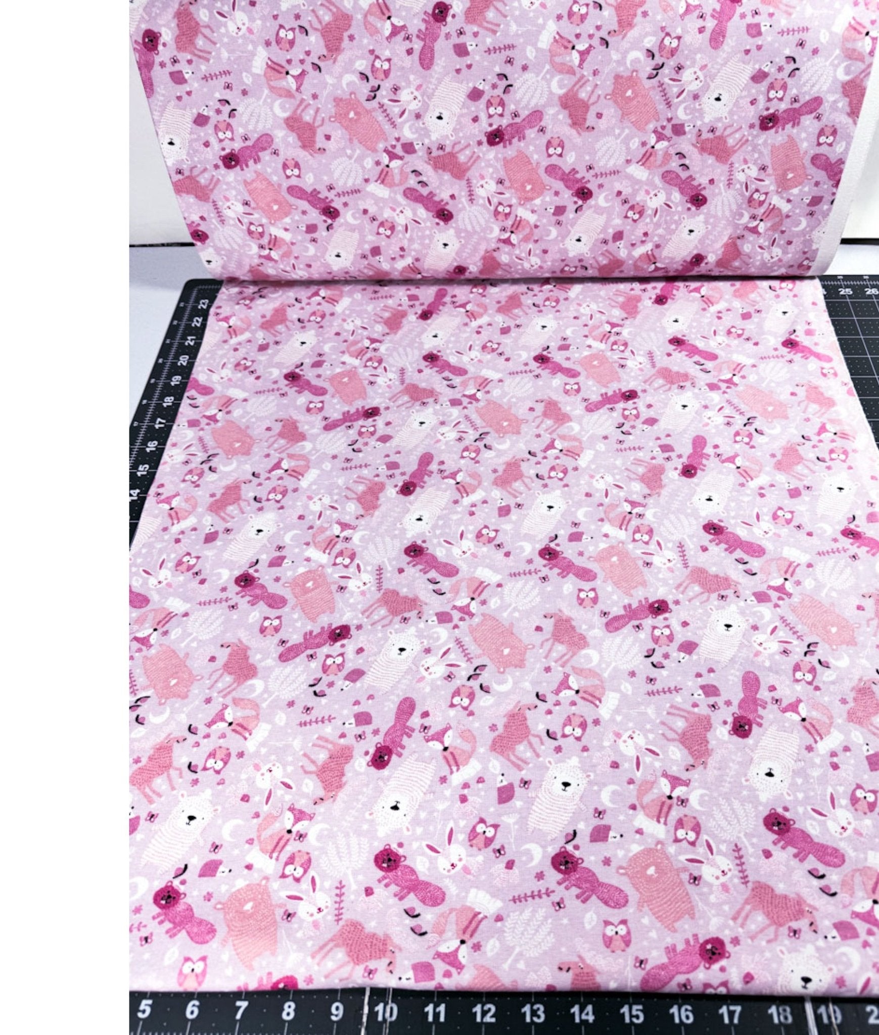 Pink Woodland Animal FLANNEL44-7981 Fox Rabbits - Mary Jo Fabrics