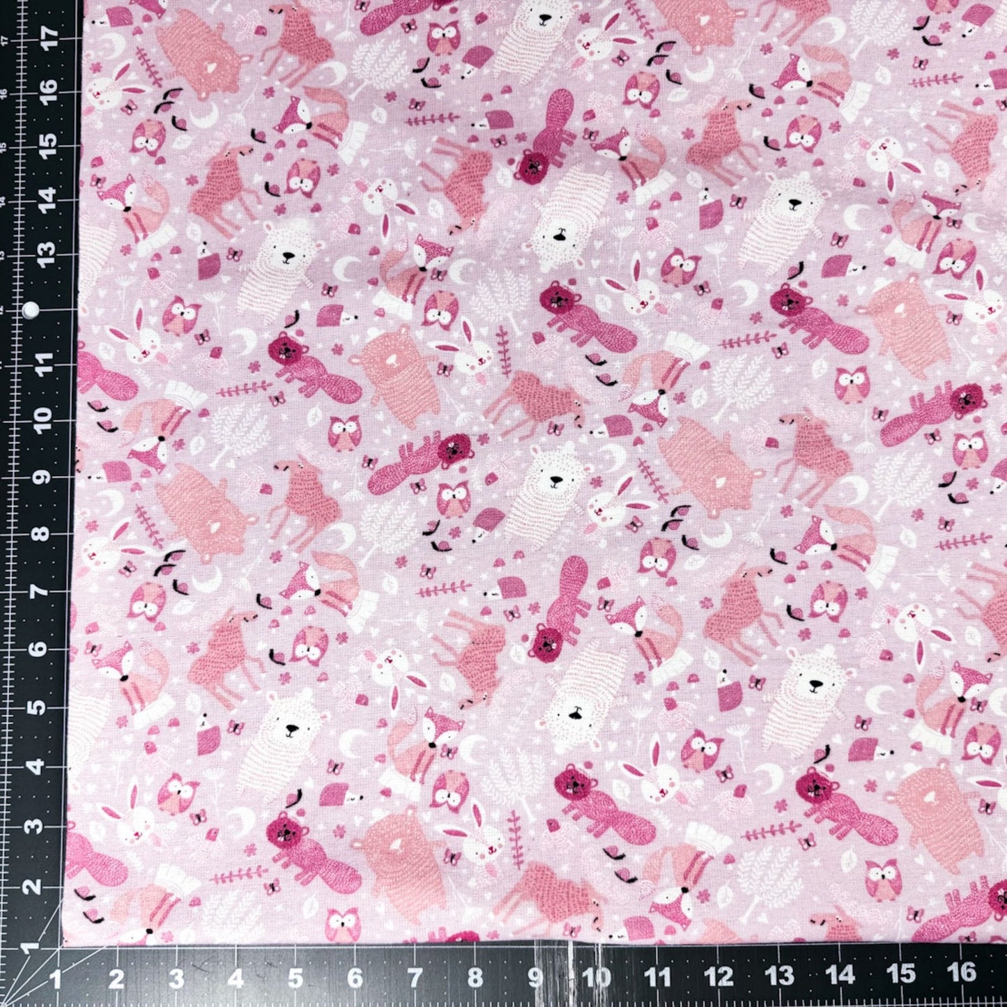 Pink Woodland Animal FLANNEL44-7981 Fox Rabbits - Mary Jo Fabrics
