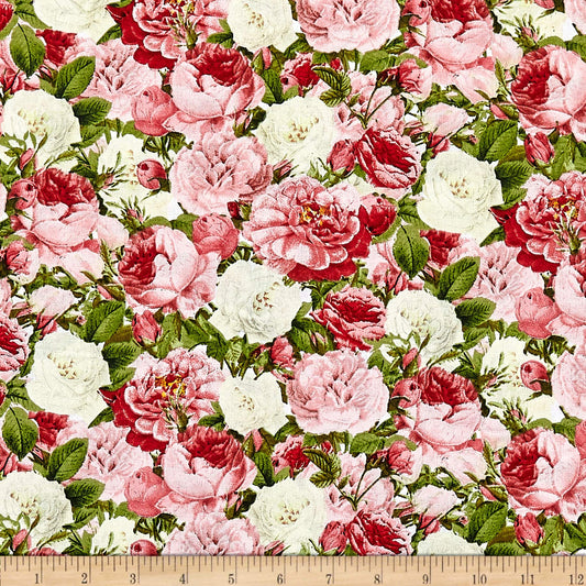 Vintage Pink Rose fabric 3038 floral fabric