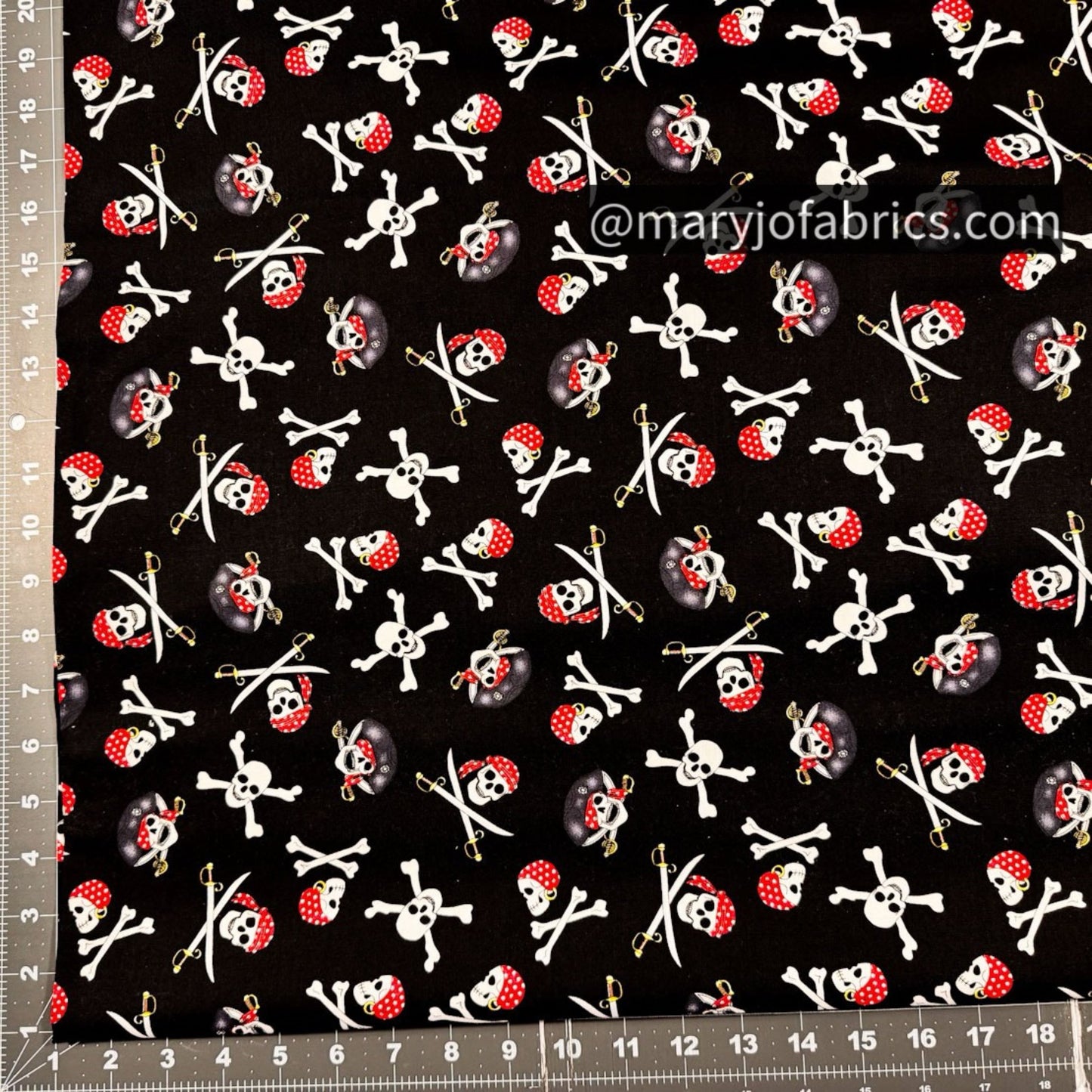 Pirate Skulls Fabric 0942 Ay Captain - Mary Jo Fabrics