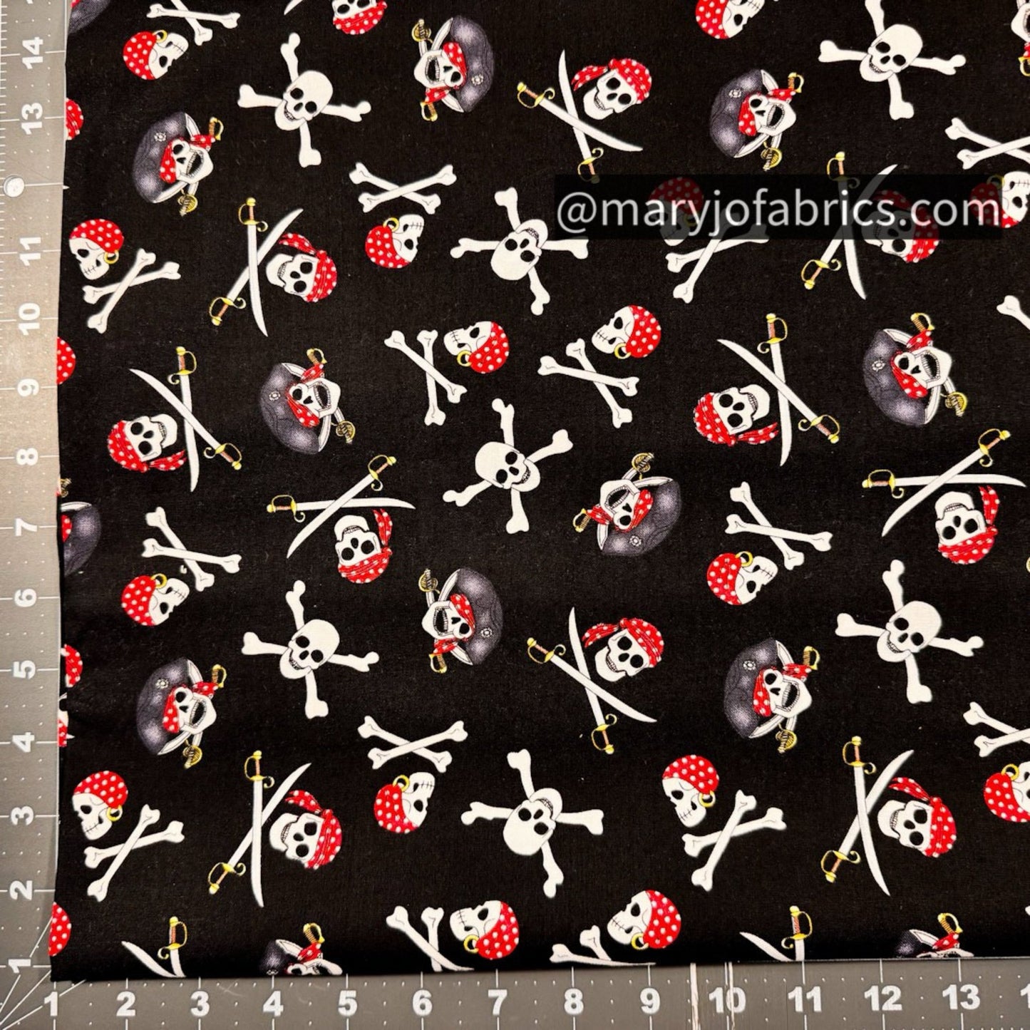 Pirate Skulls Fabric 0942 Ay Captain - Mary Jo Fabrics