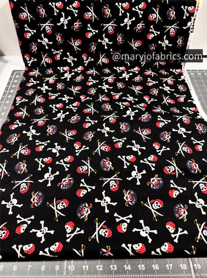 Pirate Skulls Fabric 0942 Ay Captain - Mary Jo Fabrics