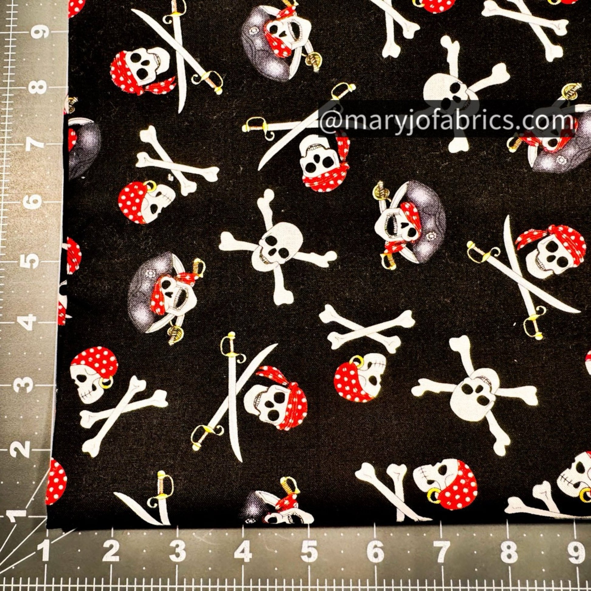 Pirate Skulls Fabric 0942 Ay Captain - Mary Jo Fabrics
