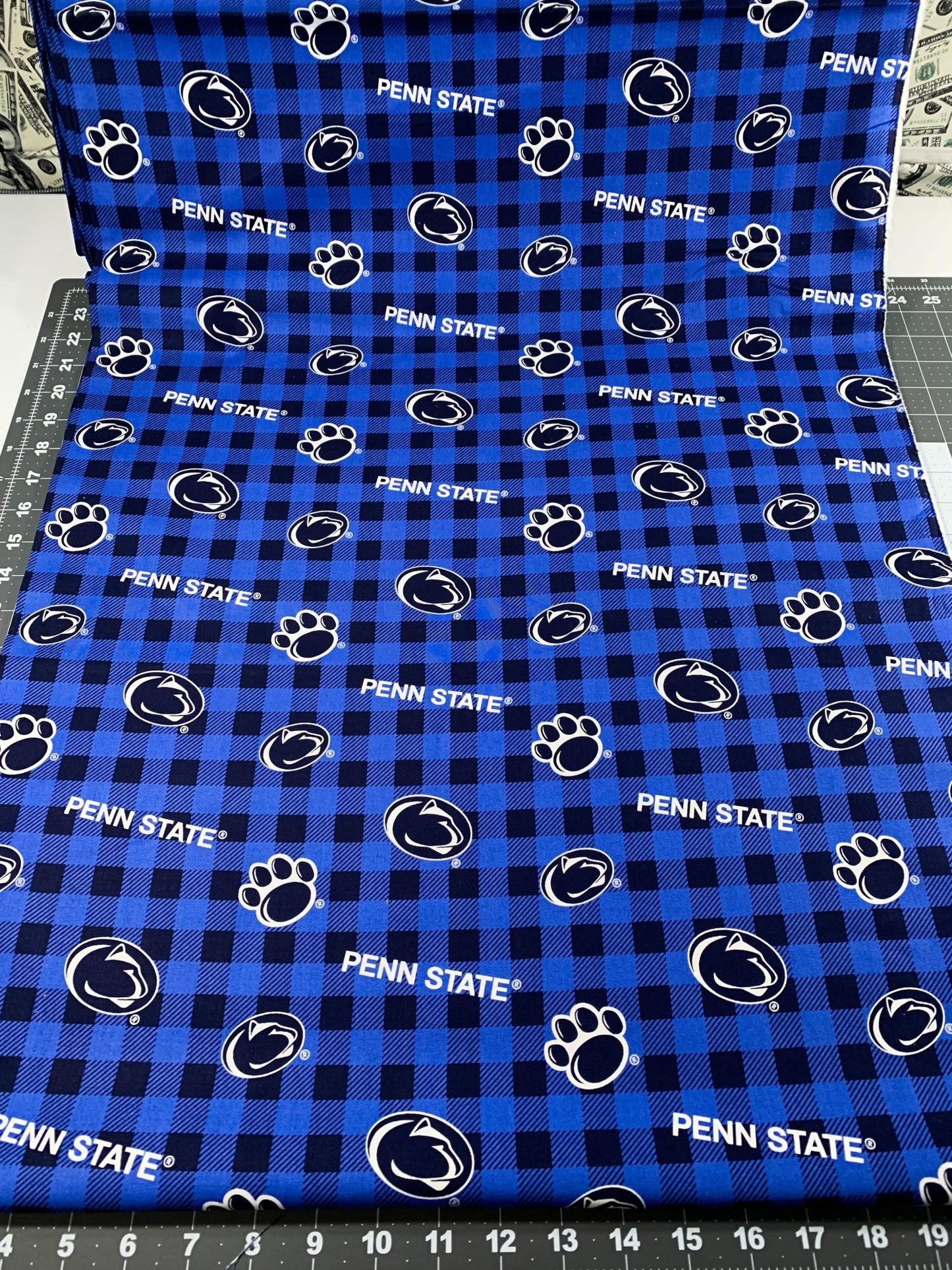 Plaid Penn State fabric PS1207 Nittany Lion fabric - Mary Jo Fabrics