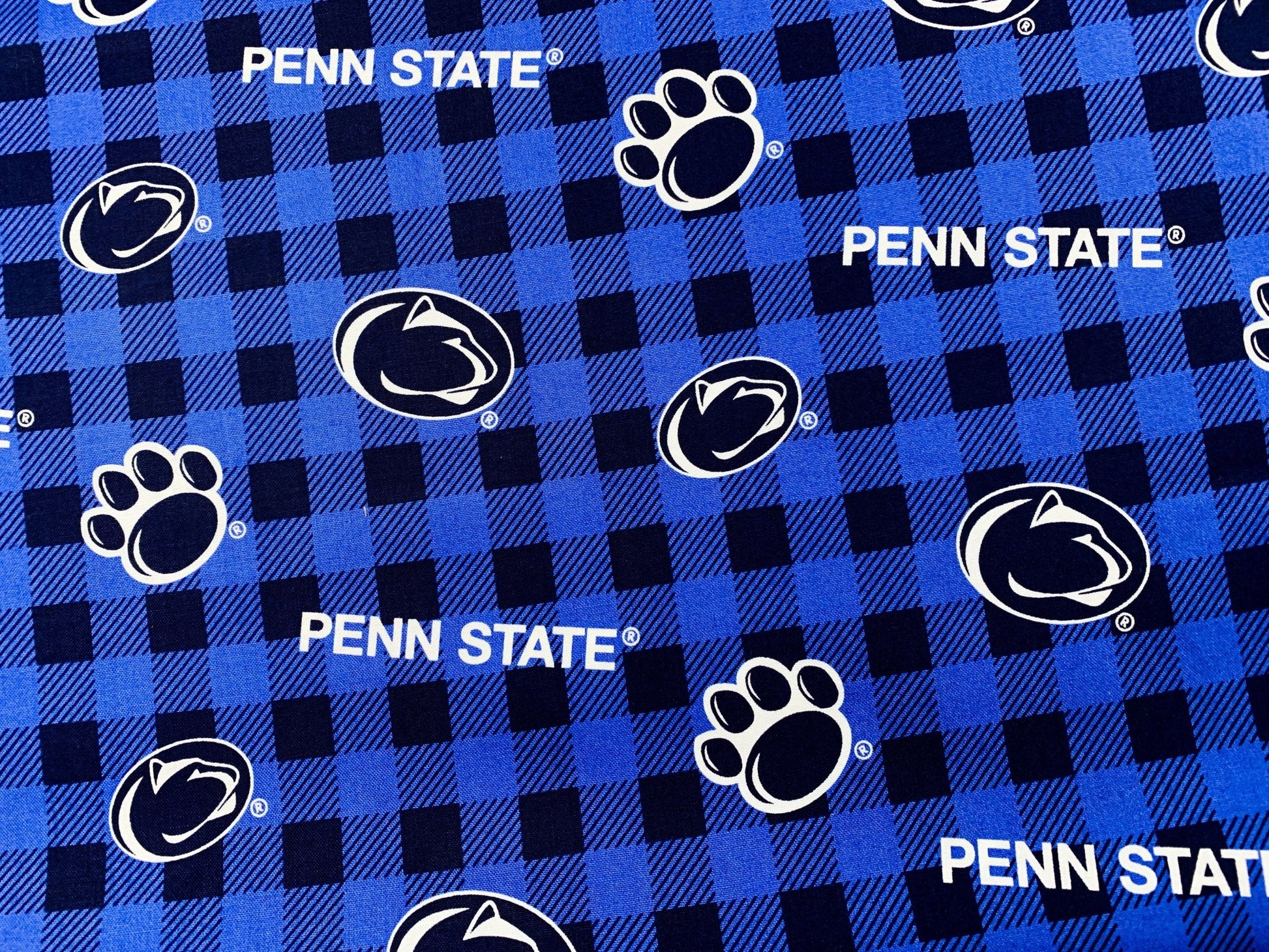 Plaid Penn State fabric PS1207 Nittany Lion fabric - Mary Jo Fabrics