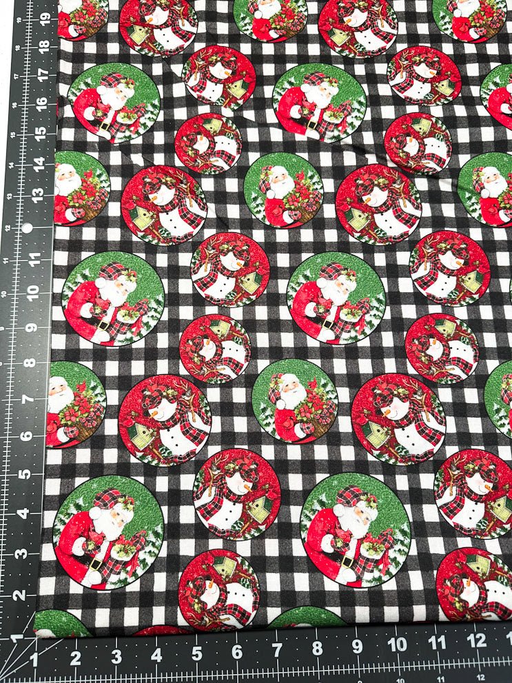 Plaid Santa and Snowman Christmas fabric - Mary Jo Fabrics