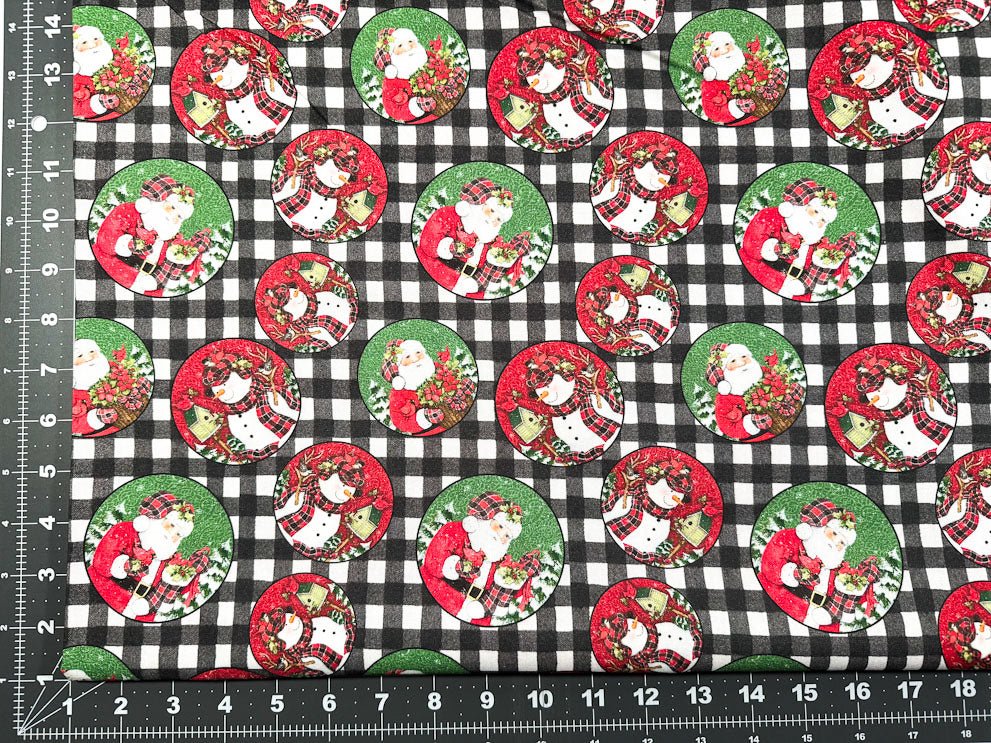 Plaid Santa and Snowman Christmas fabric - Mary Jo Fabrics