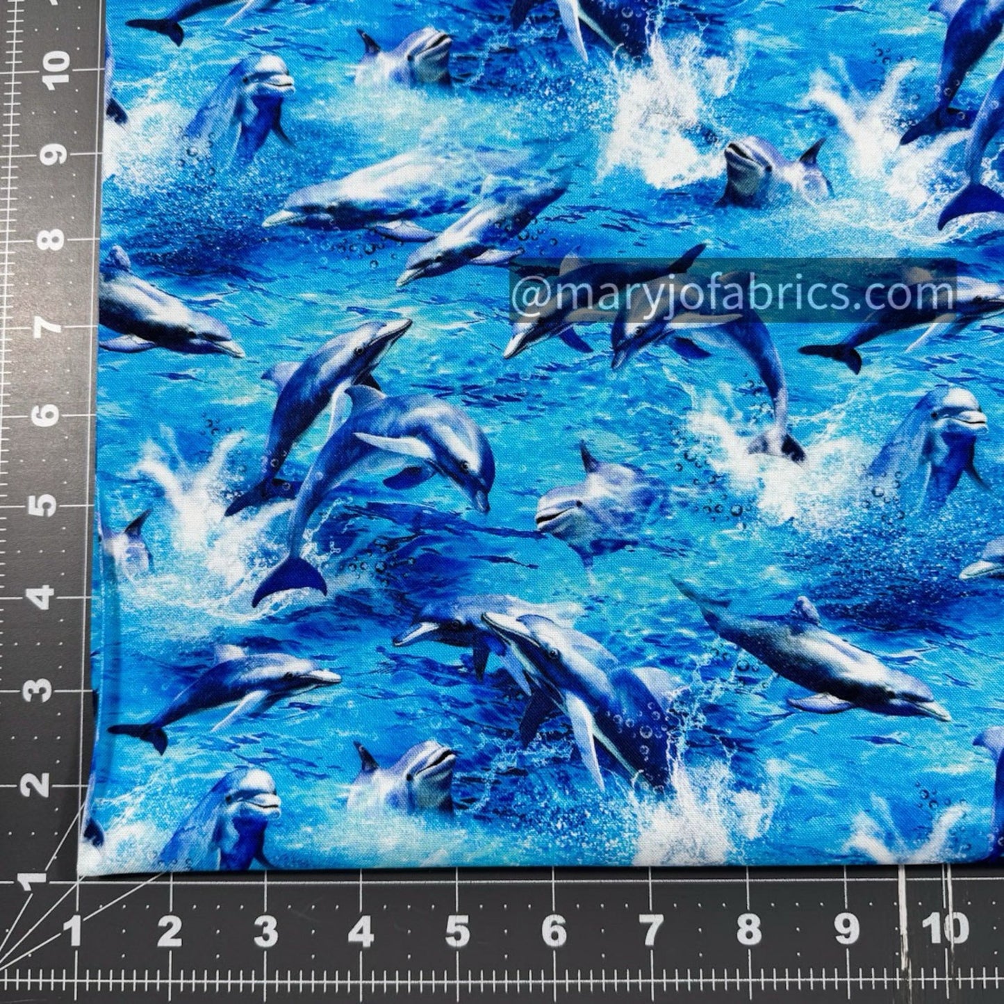 Playful Dolphin Cotton Fabric 59 - 7801 Blue Ocean Dolphins - Mary Jo Fabrics