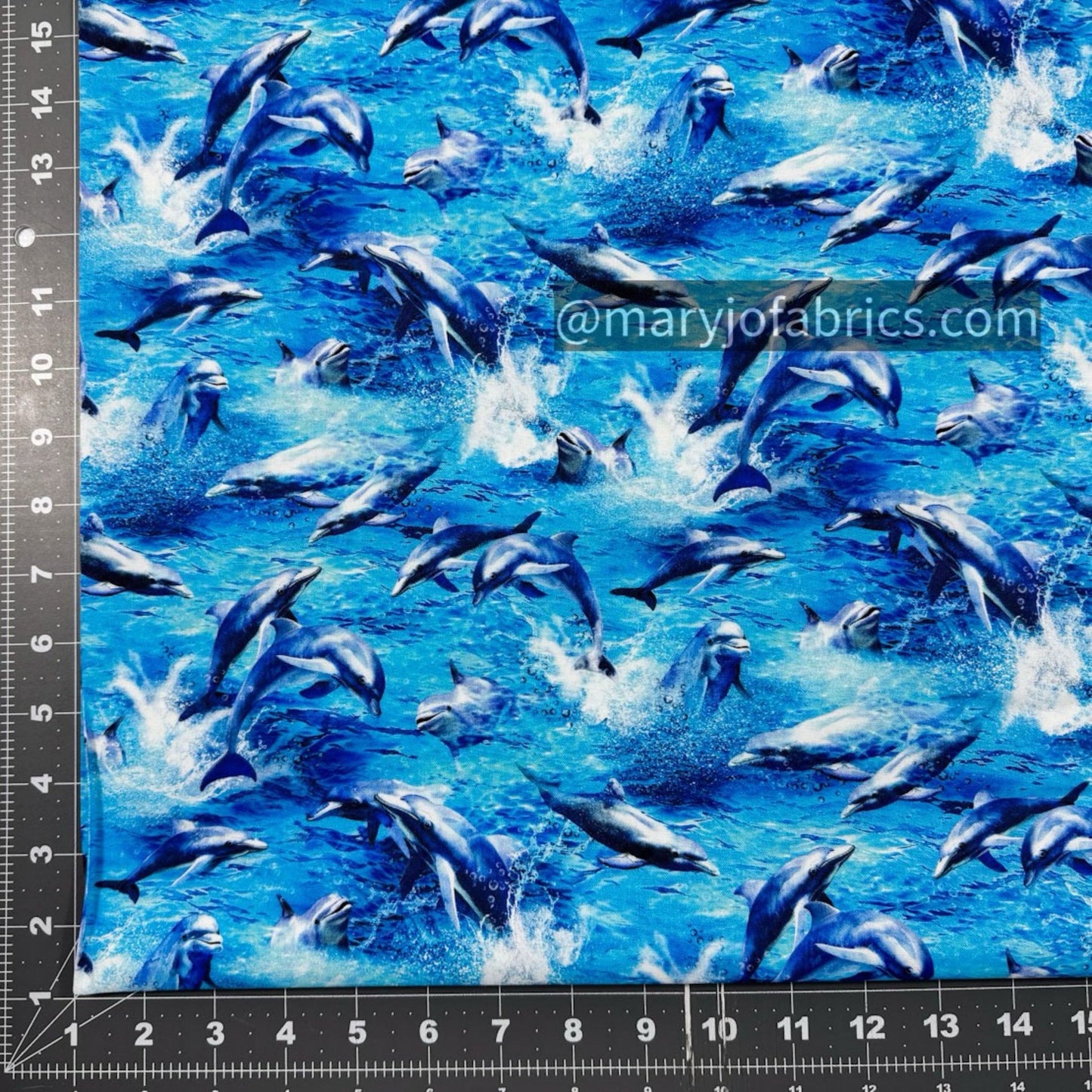 Playful Dolphin Cotton Fabric 59 - 7801 Blue Ocean Dolphins - Mary Jo Fabrics