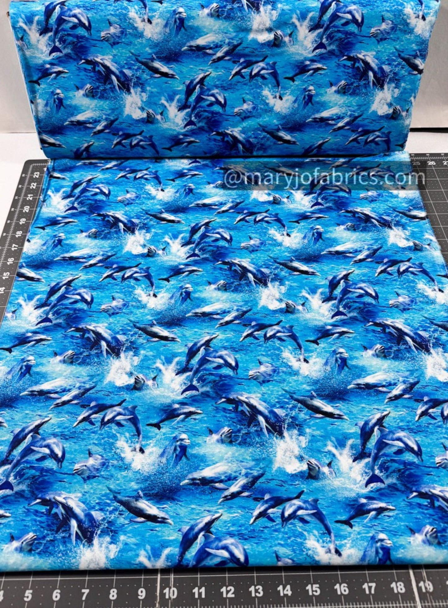 Playful Dolphin Cotton Fabric 59 - 7801 Blue Ocean Dolphins - Mary Jo Fabrics