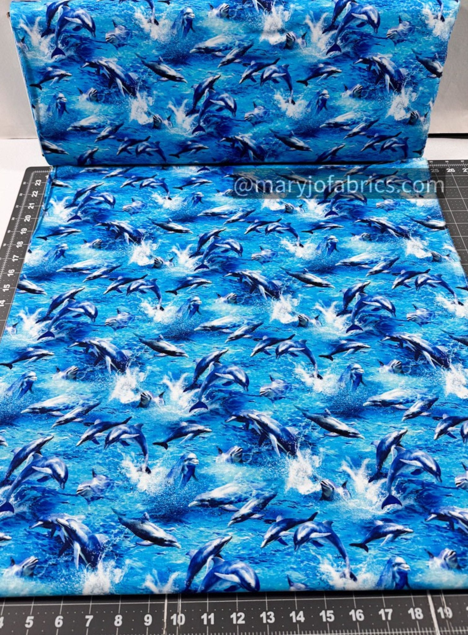 Playful Dolphin Cotton Fabric 59 - 7801 Blue Ocean Dolphins - Mary Jo Fabrics