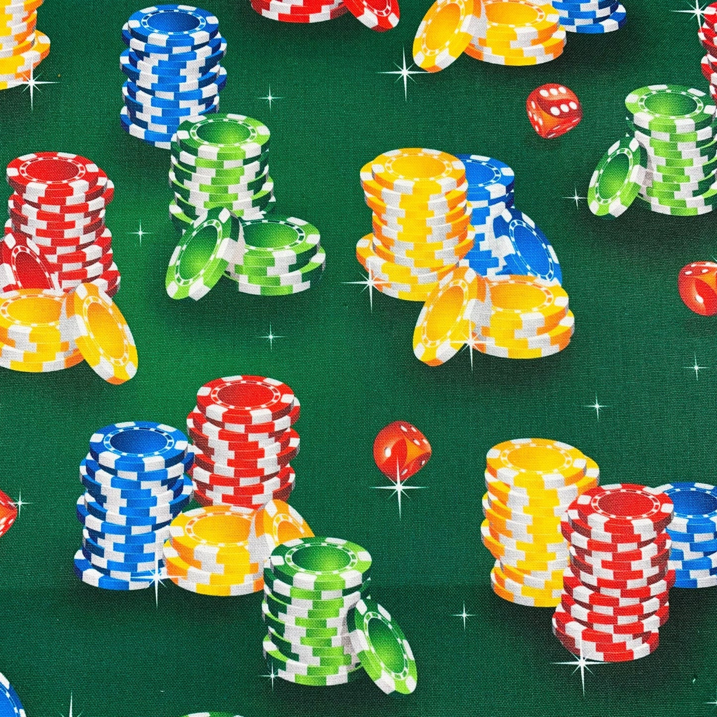 Poker Chip Fabric DX25620C1 Green Gambling Fabric - Mary Jo Fabrics