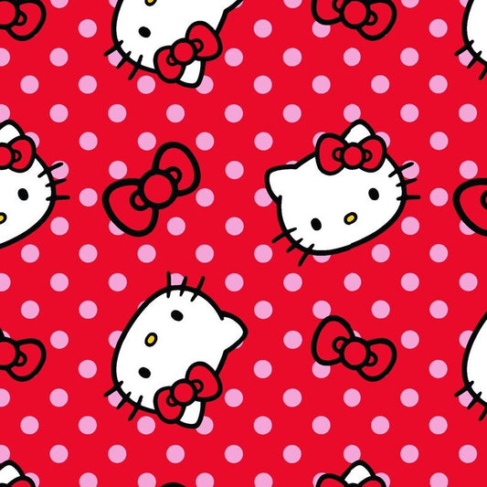 Polka Dot Hello Kitty fabric 77631 cat fabric - Mary Jo Fabrics