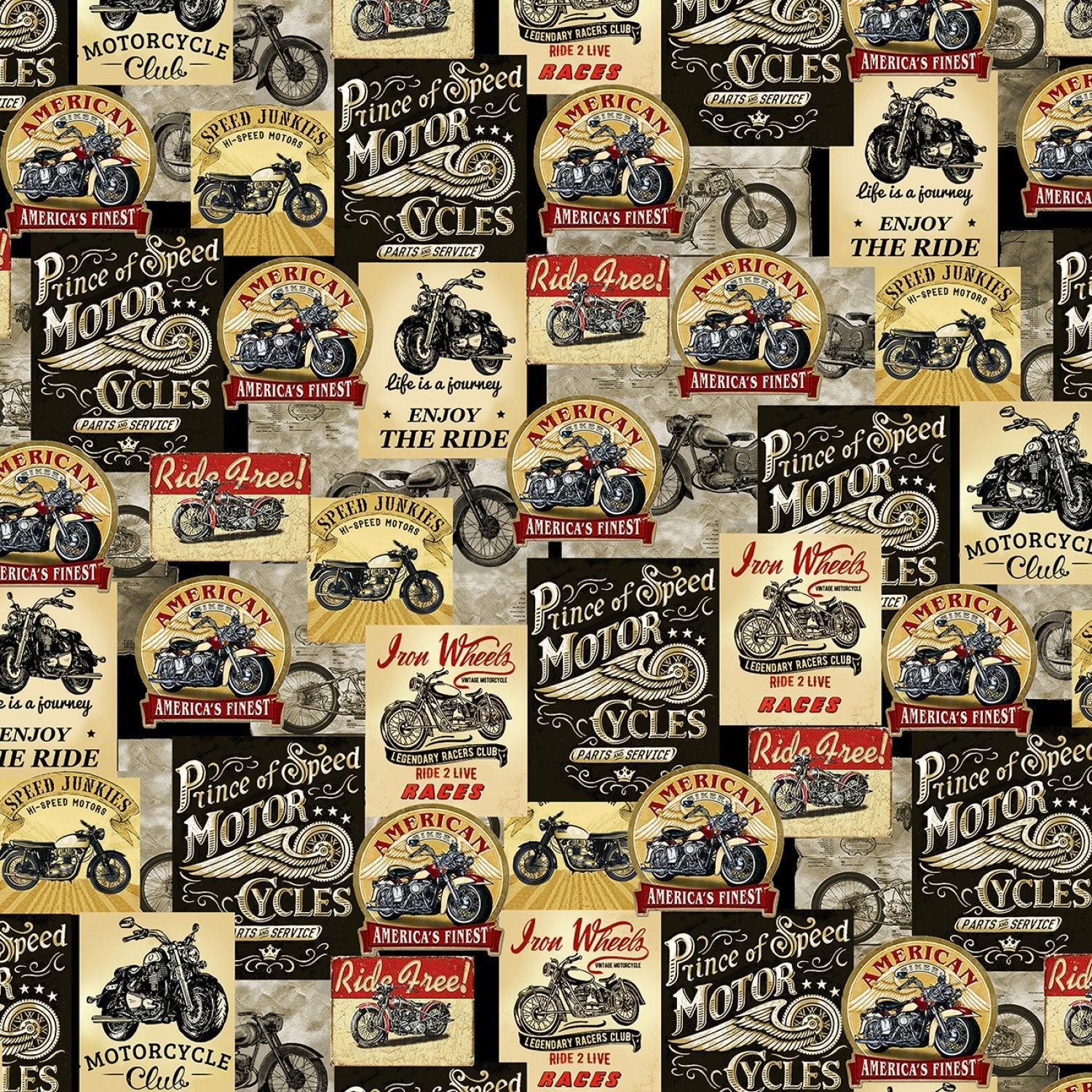 Poster Motorcycle fabric C8049 Prince of Speed fabric - Mary Jo Fabrics