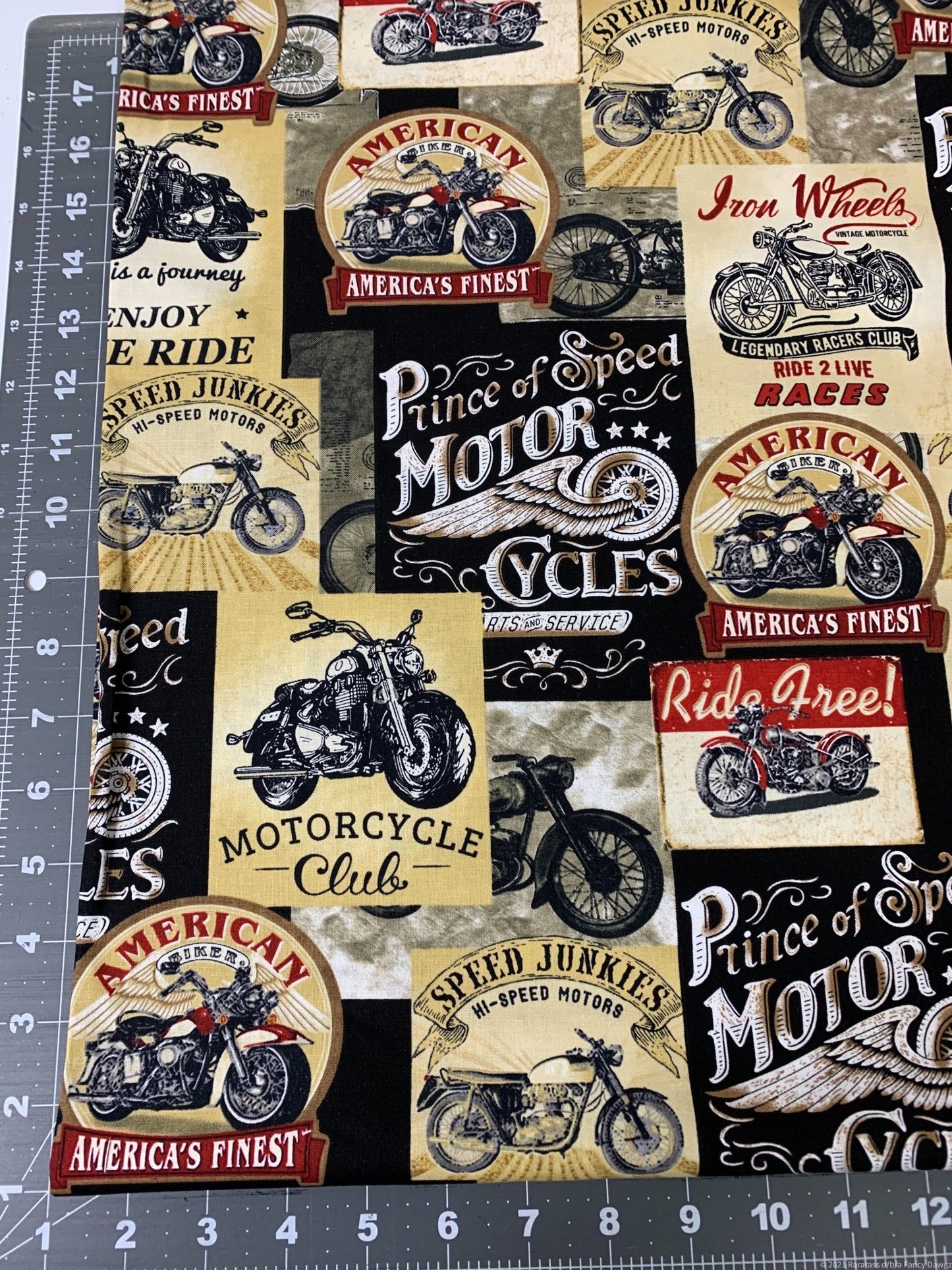 Poster Motorcycle fabric C8049 Prince of Speed fabric - Mary Jo Fabrics