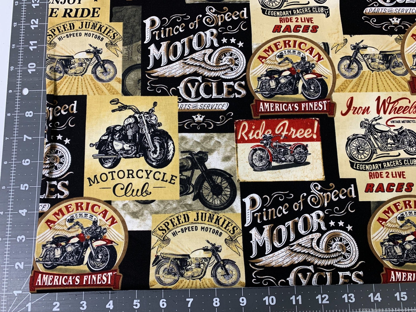 Poster Motorcycle fabric C8049 Prince of Speed fabric - Mary Jo Fabrics