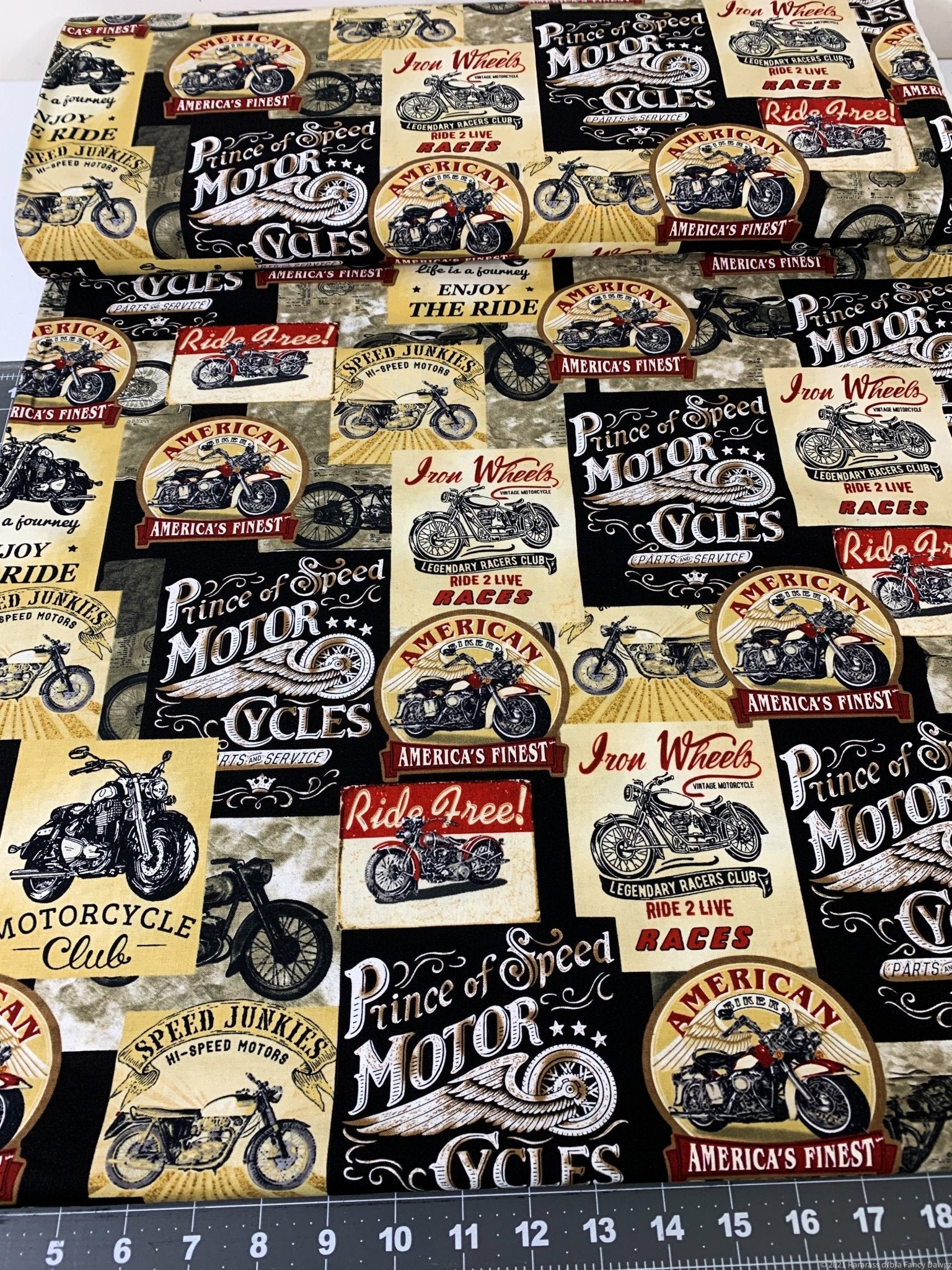 Poster Motorcycle fabric C8049 Prince of Speed fabric - Mary Jo Fabrics