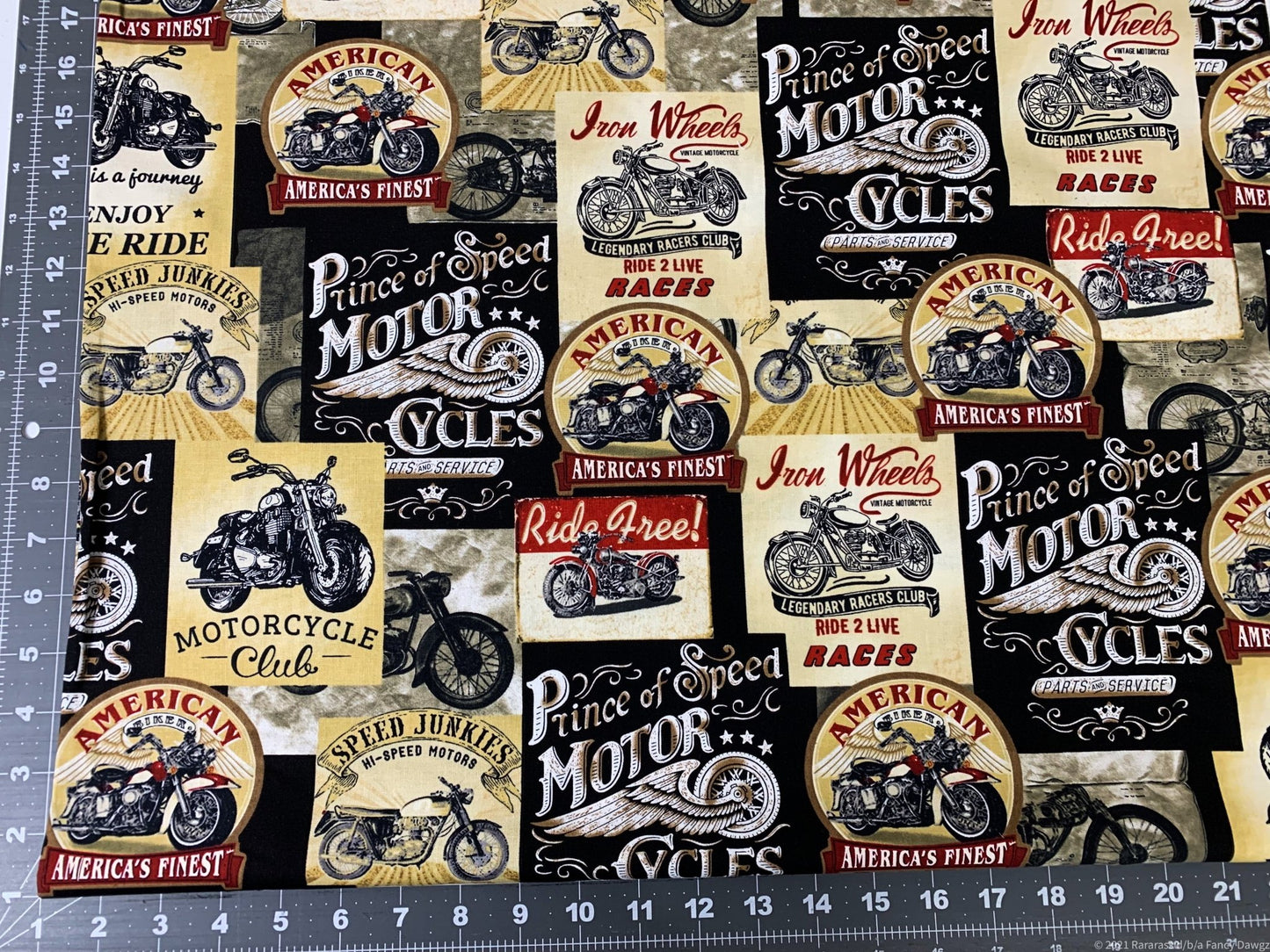 Poster Motorcycle fabric C8049 Prince of Speed fabric - Mary Jo Fabrics