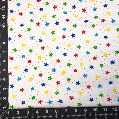 Primary Color Stars FLANNEL 3128X-78 Red Blue Star - Mary Jo Fabrics