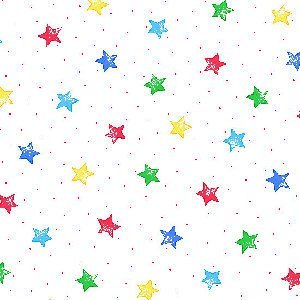 Primary Color Stars FLANNEL 3128X-78 Red Blue Star - Mary Jo Fabrics