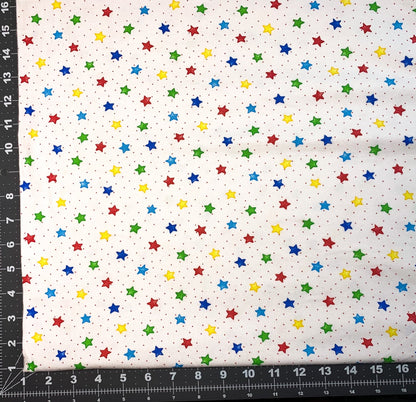 Primary Color Stars FLANNEL 3128X-78 Red Blue Star - Mary Jo Fabrics