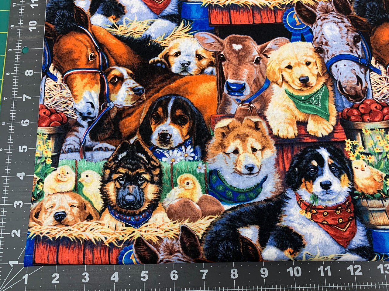 Puppies at the Barn dog fabric 3734 puppy cotton fabric - Mary Jo Fabrics