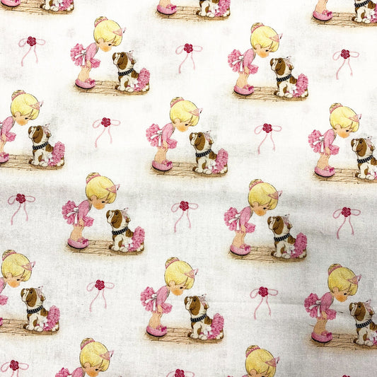 Puppy and Ballerina fabric CP70777 Precious Moments - Mary Jo Fabrics