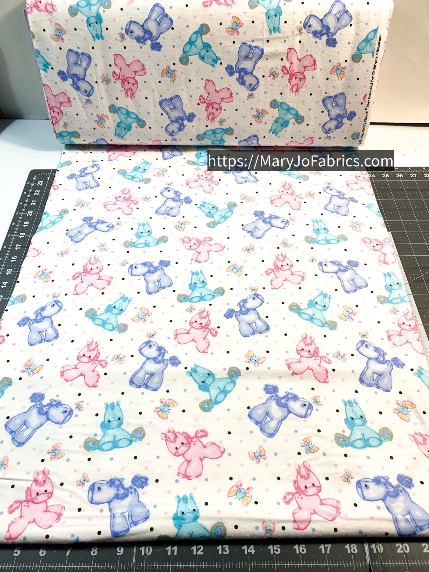 Purple Blue Pink horse pony FLANNEL N - 0856 - 22 Polka Dot - Mary Jo Fabrics