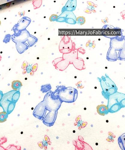 Purple Blue Pink horse pony FLANNEL N - 0856 - 22 Polka Dot - Mary Jo Fabrics