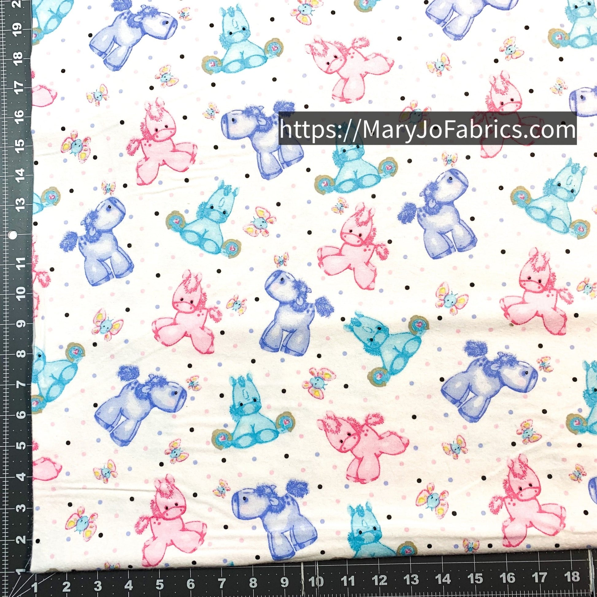 Purple Blue Pink horse pony FLANNEL N - 0856 - 22 Polka Dot - Mary Jo Fabrics