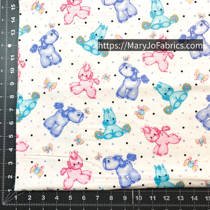 Purple Blue Pink horse pony FLANNEL N - 0856 - 22 Polka Dot - Mary Jo Fabrics
