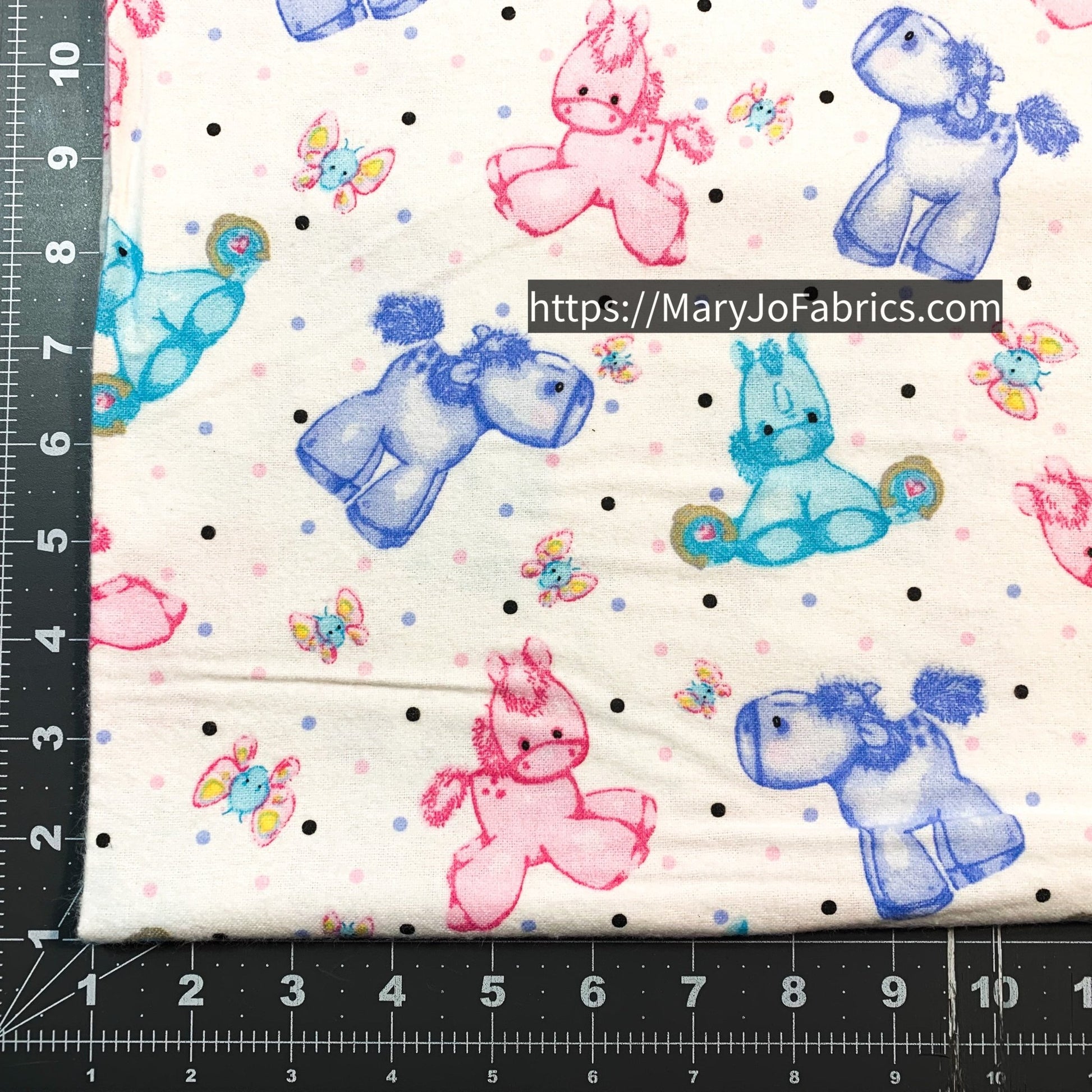 Purple Blue Pink horse pony FLANNEL N - 0856 - 22 Polka Dot - Mary Jo Fabrics
