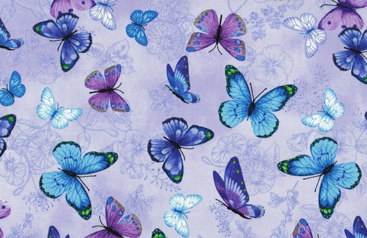 Purple Butterflies Cotton Fabric 1933 - 2055 Butterfly - Mary Jo Fabrics