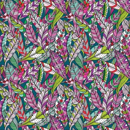 Purple Feathers Cotton Fabric 17001 - 86 Rooville Teal - Mary Jo Fabrics