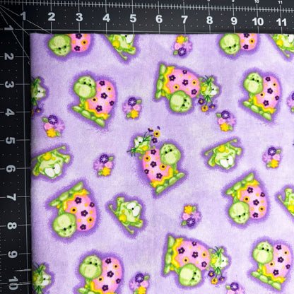 Purple Frog and Turtle Flannel 0977 Cute Frogs Flannel - Mary Jo Fabrics