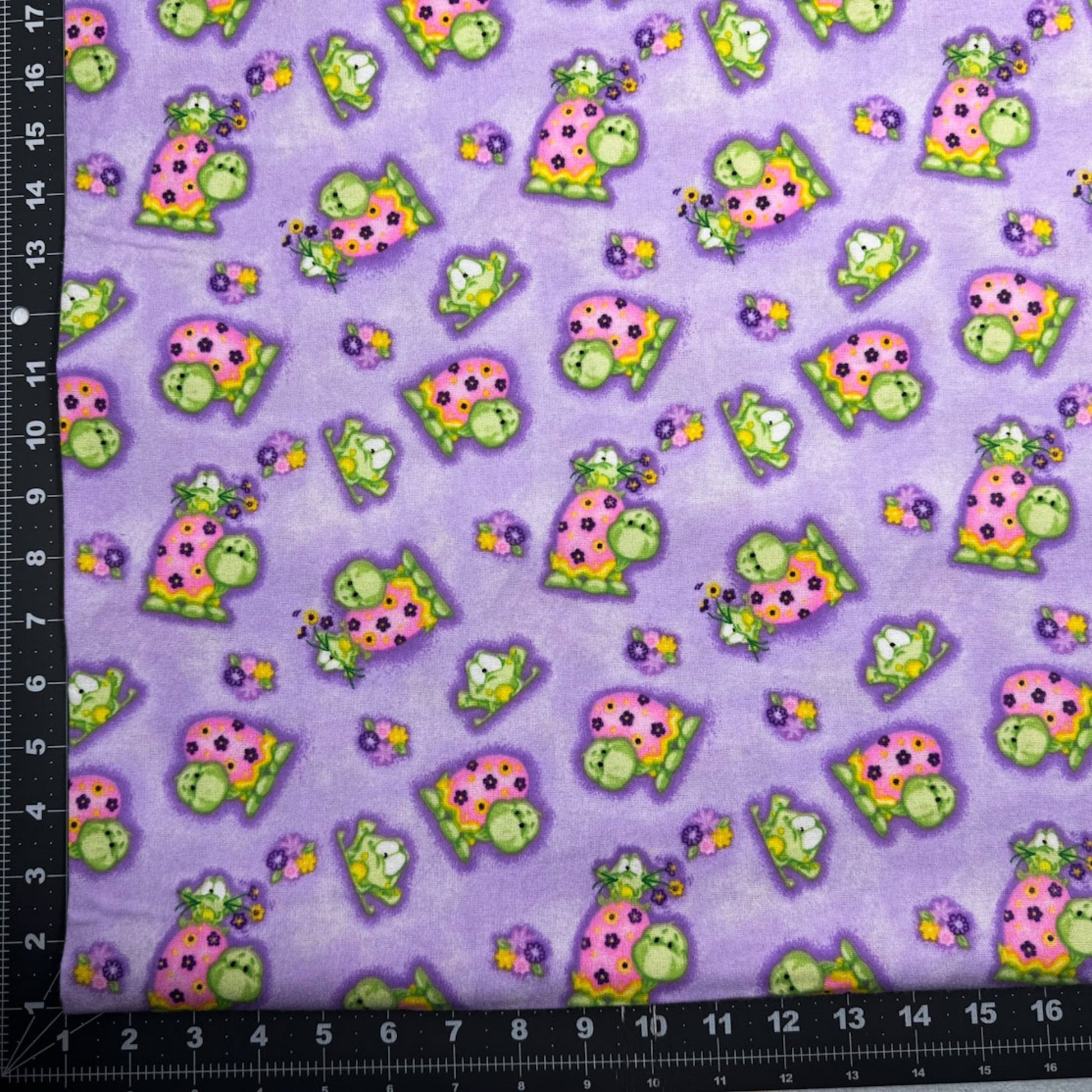 Purple Frog and Turtle Flannel 0977 Cute Frogs Flannel - Mary Jo Fabrics